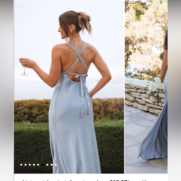 Show Me Your MuMu Anderson Maxi Dress - Steel Blue Luxe Satin - Picture 4 of 9